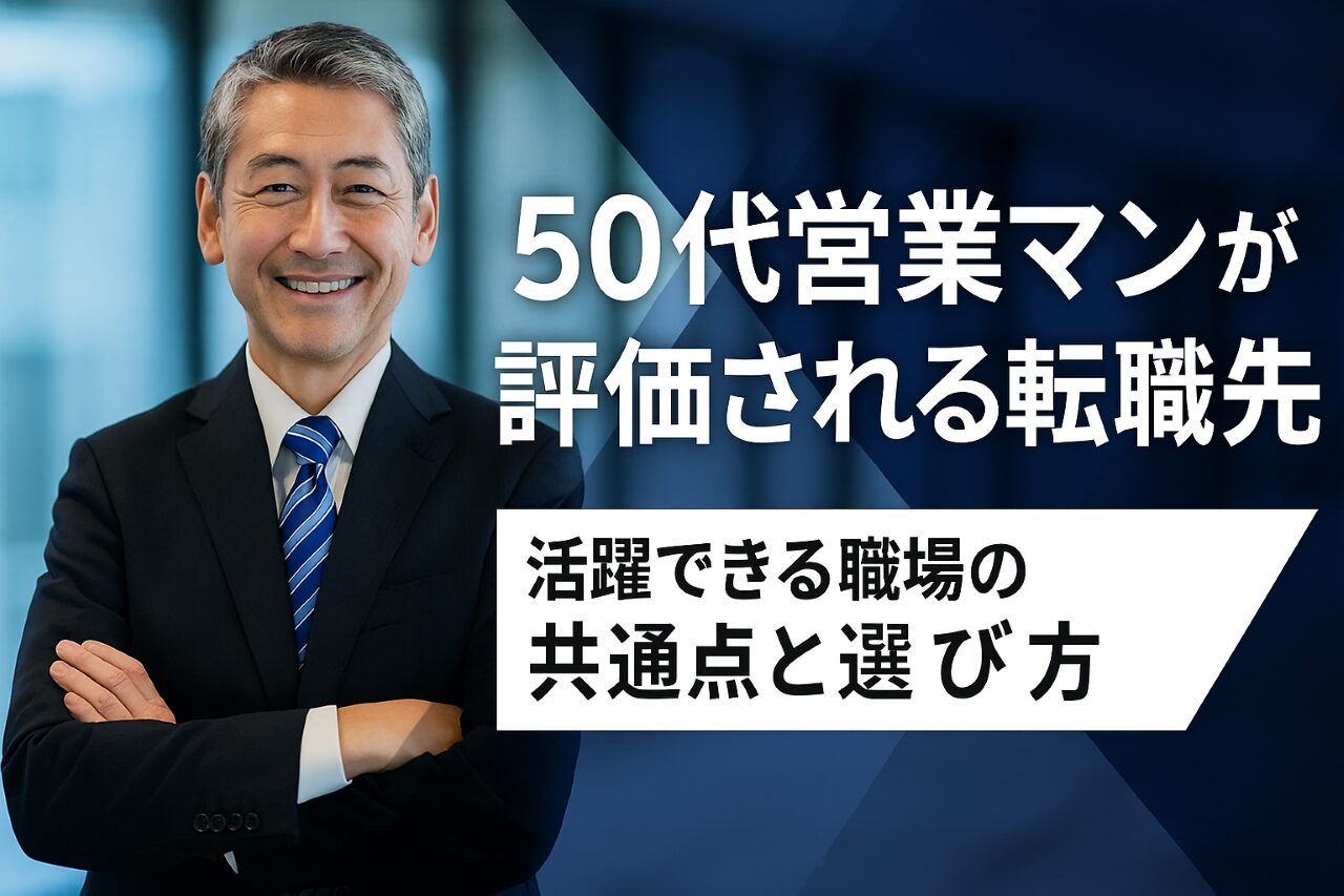 50代営業マンが評価される転職先と活躍できる職場の共通点を解説する記事のアイキャッチ画像