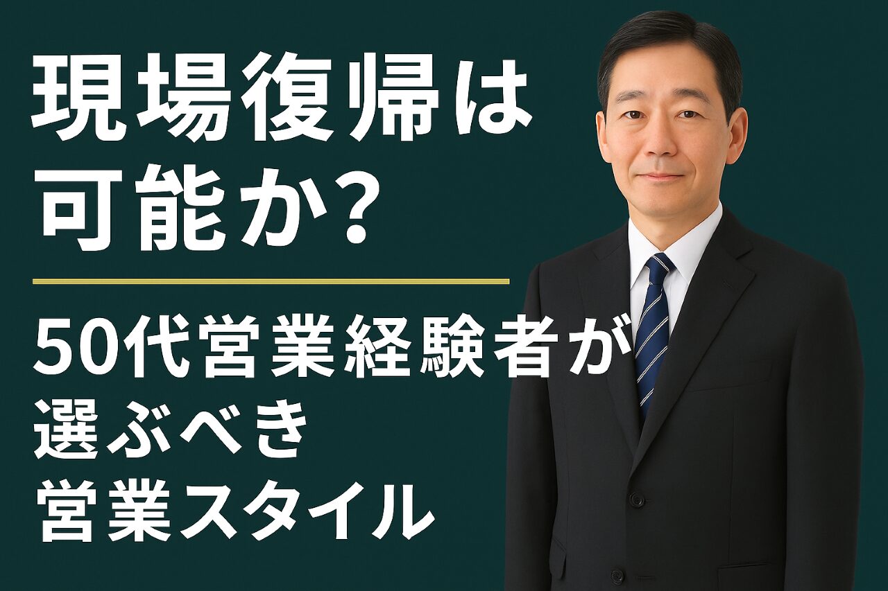 現場復帰は可能か？50代営業経験者が選ぶべき営業スタイルを解説する記事のアイキャッチ画像